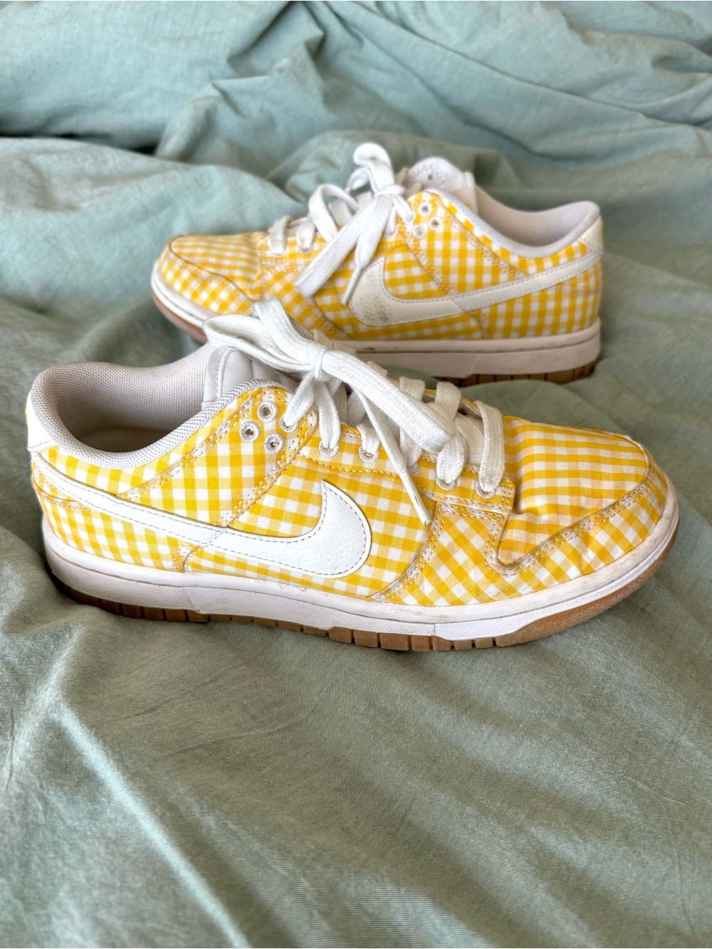 Nike dunks low, Rare find! Yellow Gingham Sneakers Shoes